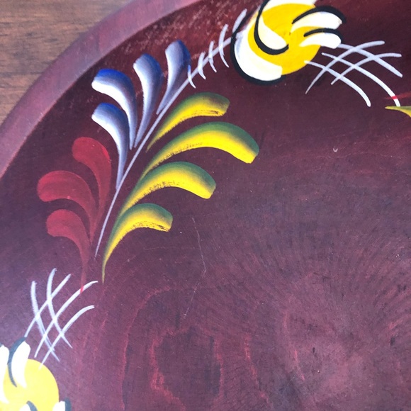 Woodcraftery Hand Painted Wood Bowl with Handle - Picture 3 of 8